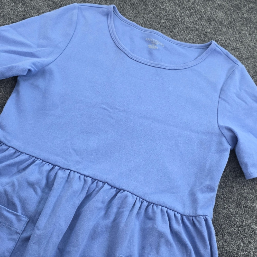 Appleseed's Knit Midi Dress Pockets Empire Waist Cotton Blend PS Blue Womens